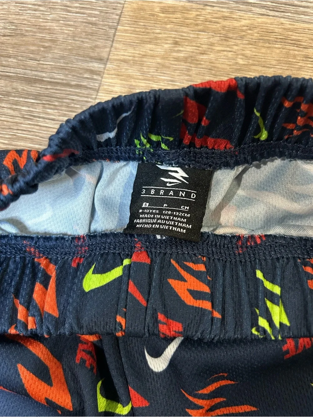 Nike Navy Boys' Graphic Athletic Shorts with Red, White & Neon Accents